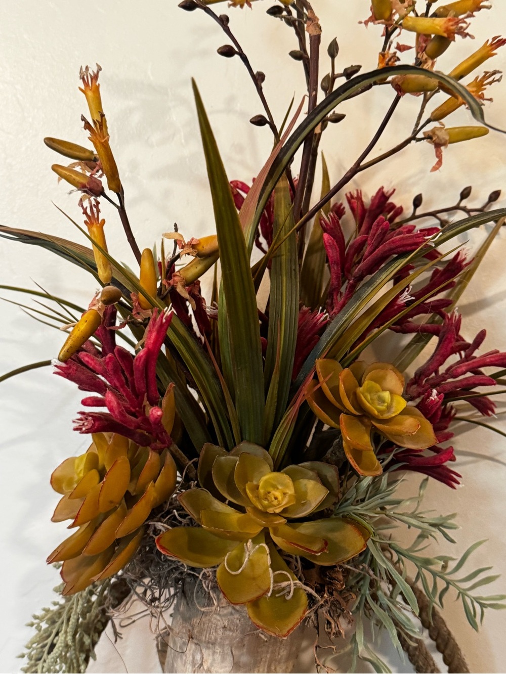 Home Accents Faux Succulent and Red Floral Arrangement Rustic Western Wall Decor